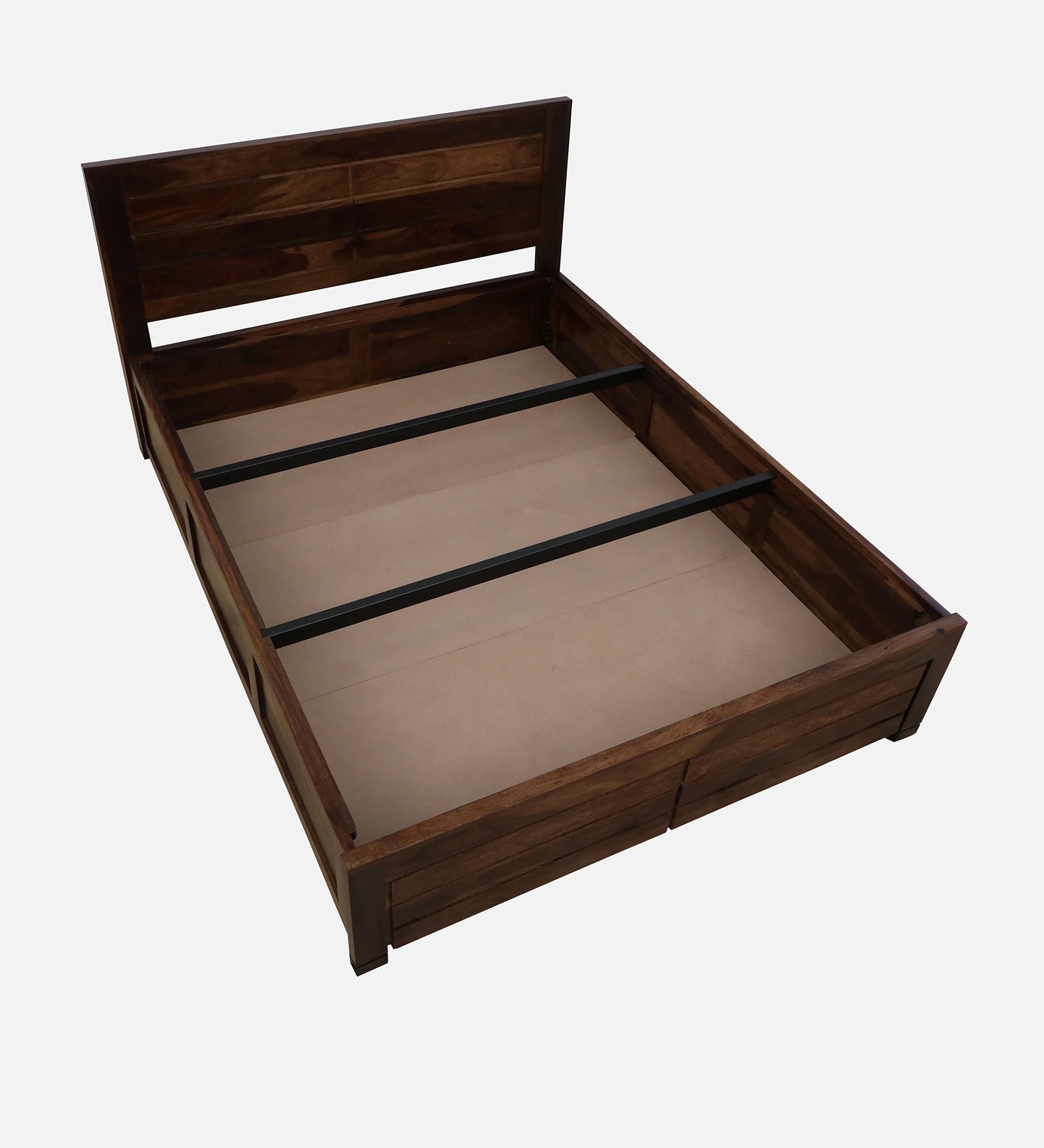 Mejun Sheesham Wood King Size Bed In Provincial Teak With Box Storage - Febonic Living