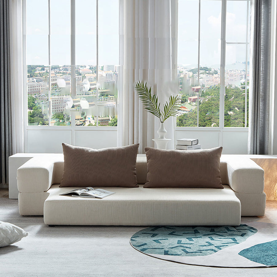 Ranko Velvet 3 Seater Foldable Sofa Bed In Warm White Colour - Febonic Living