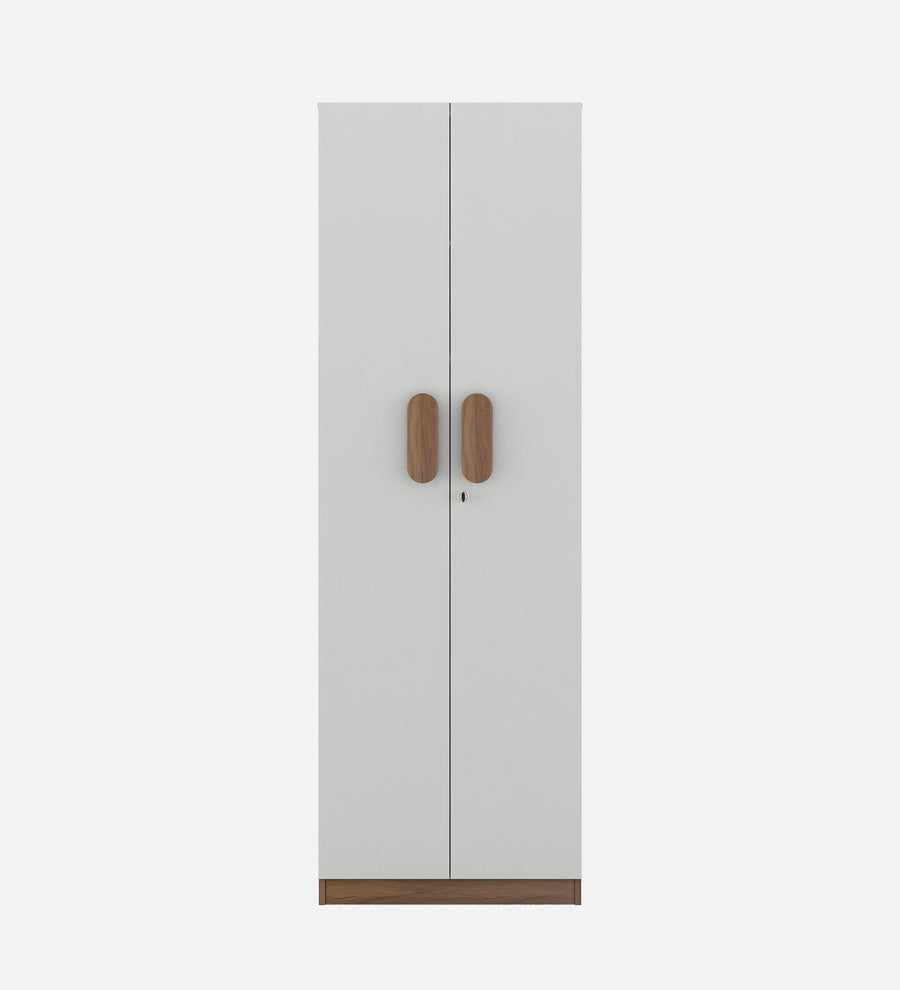 Derin 2 Door Wardrobe In Frosty White & Oral Walnut Finish - Febonic Living