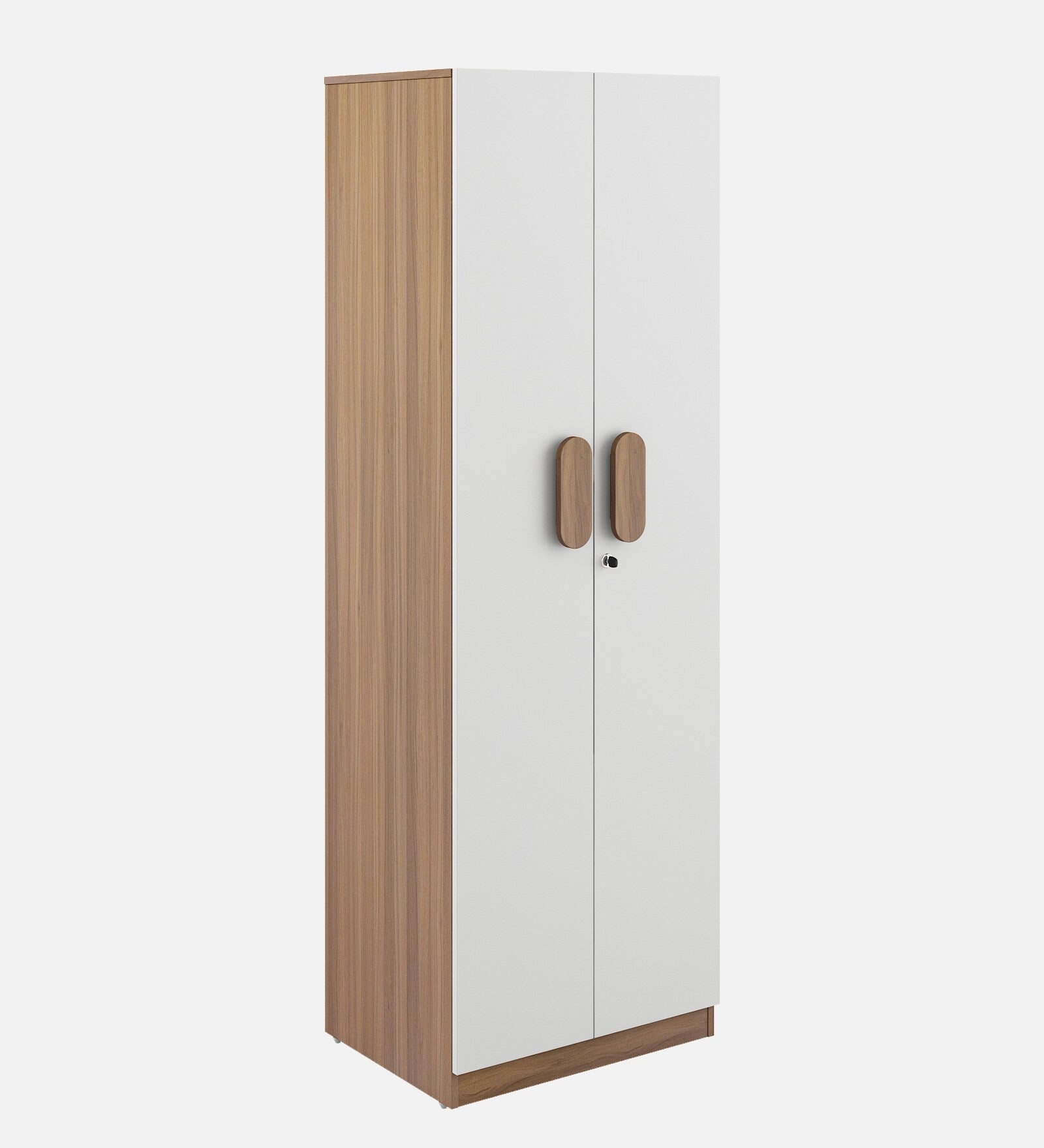 Derin 2 Door Wardrobe In Frosty White & Oral Walnut Finish - Febonic Living