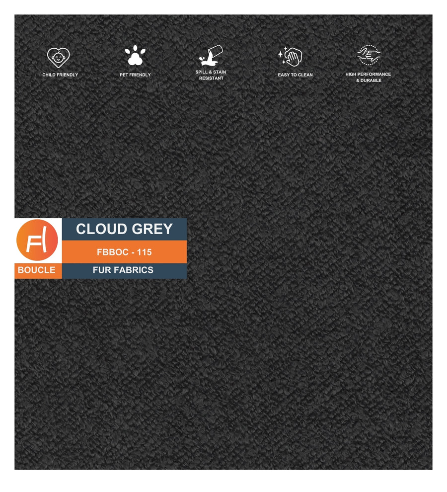 Rossy Boucle Fabric Pouffe In Smokey Grey Colour - Febonic Living