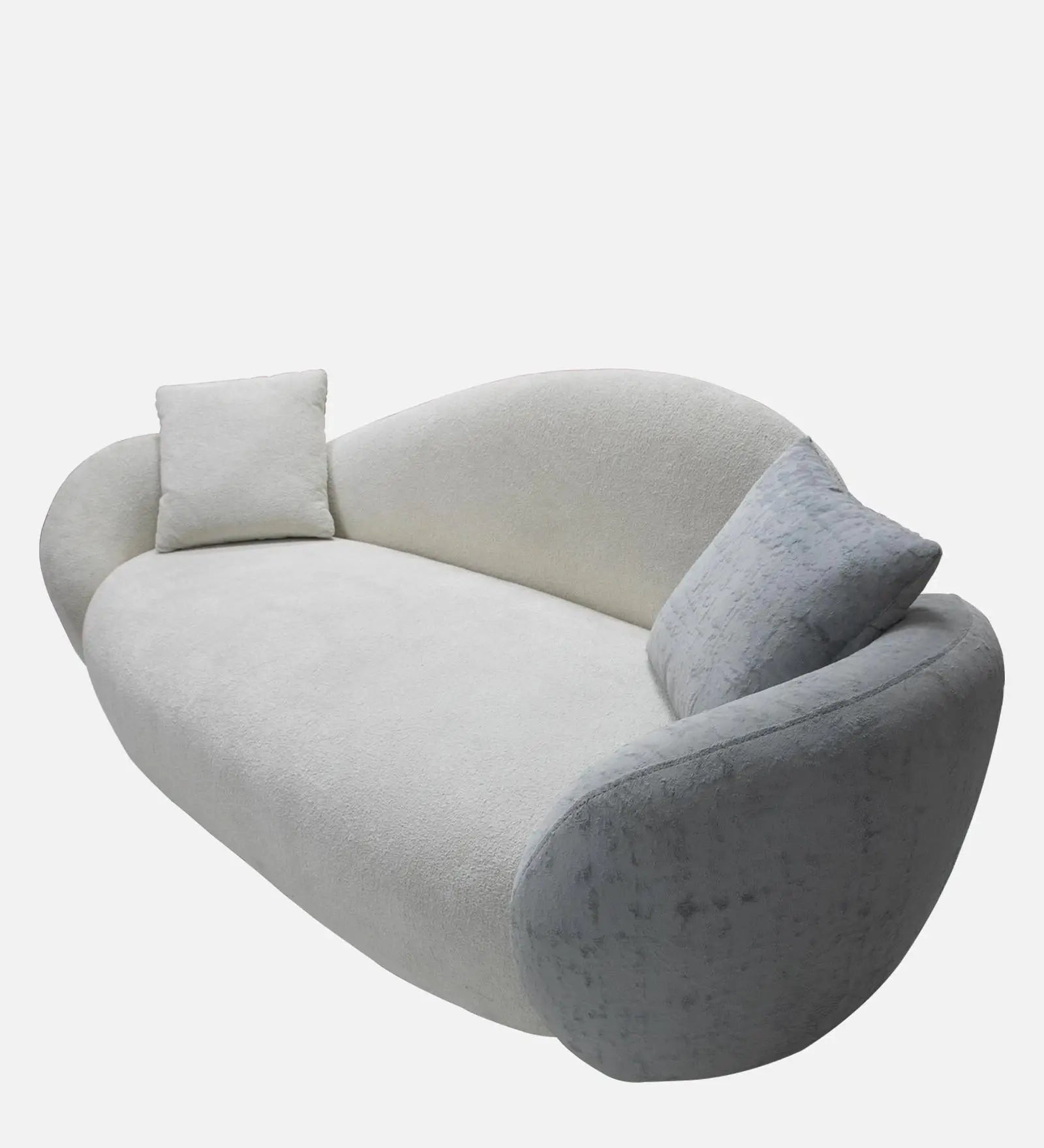 Snow Fabric 3 Seater Sofa In White & Blue Color Febonic Living