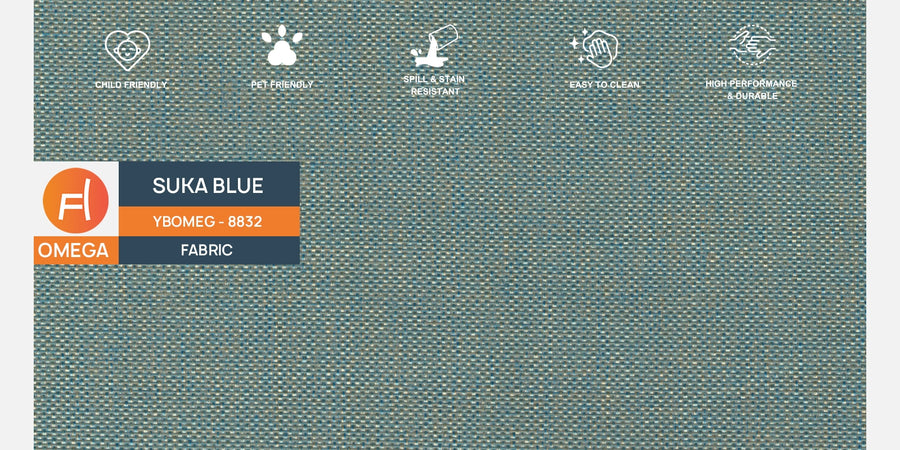 Ribby Fabric 2 Seater Sofa In Suka Blue Colour - Febonic Living