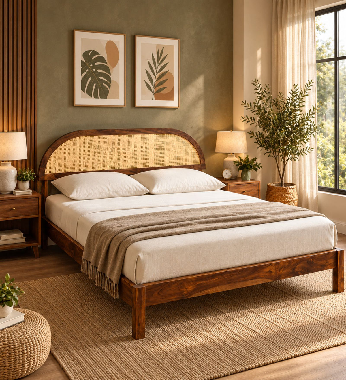 Taki Sheesham Wood King Size Bed In Provincial Teak Finish