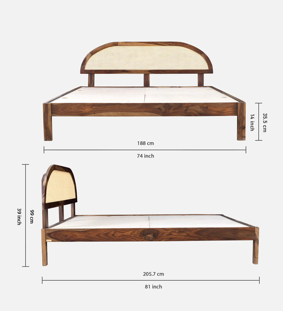 Taki Sheesham Wood King Size Bed In Provincial Teak Finish