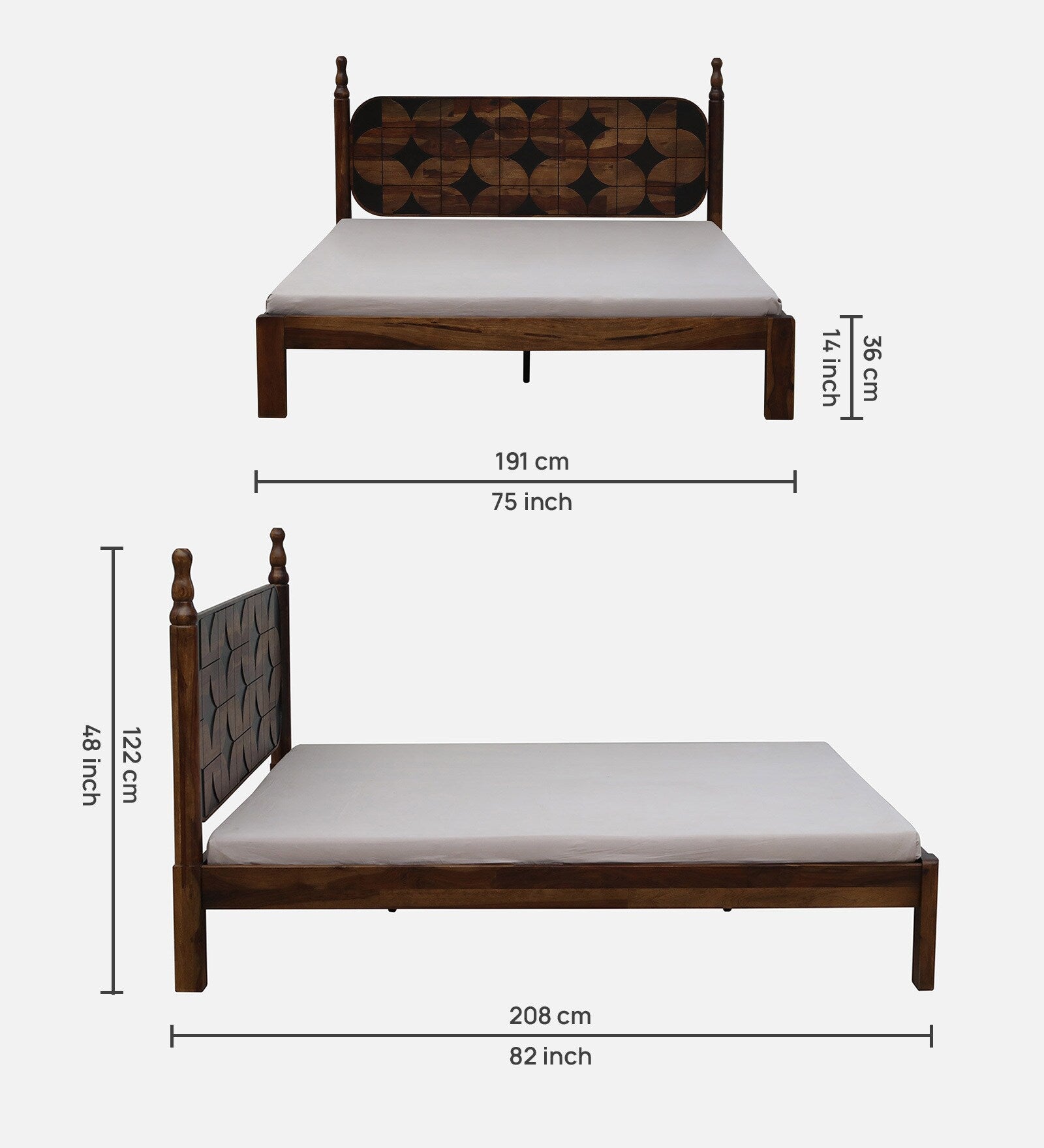 Tunis Sheesham King Size Bed In Provincial Teak Finish - Febonic Living