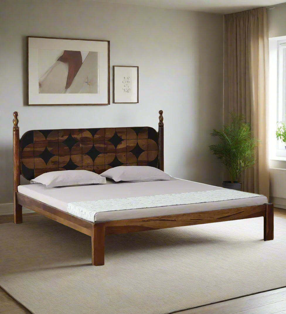 Tunis Sheesham King Size Bed In Provincial Teak Finish - Febonic Living