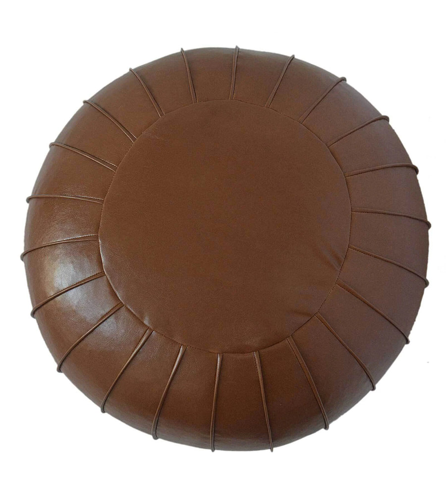 Swan Leatherette Pouffe In Cinnamon Brown Colour - Febonic Living