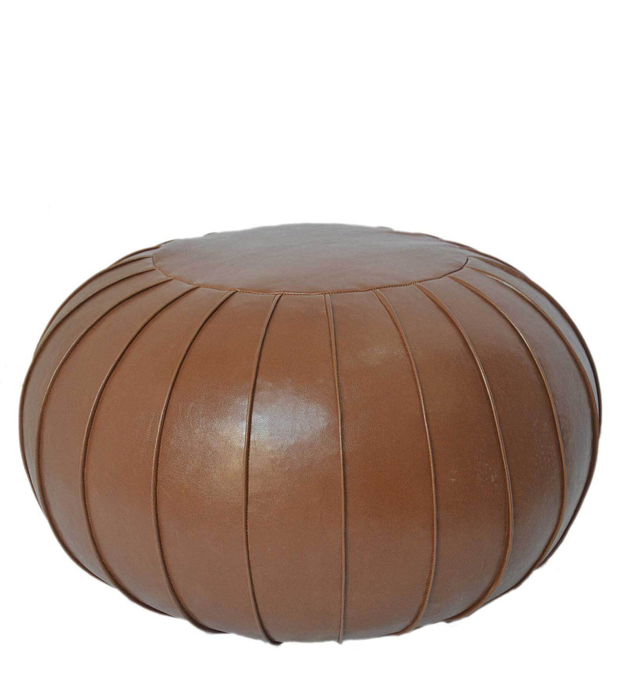 Swan Leatherette Pouffe In Cinnamon Brown Colour - Febonic Living
