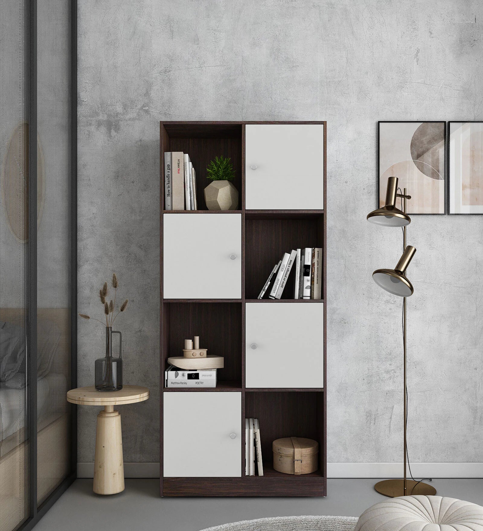 Trendy Book Shelf in Oral Wallnut Finish