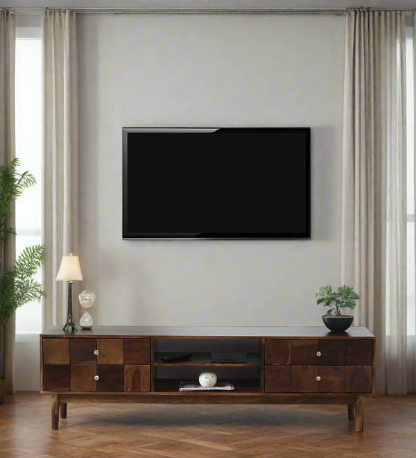 Luoyn Sheesham Wood TV Unit In Provincial Teak Finish