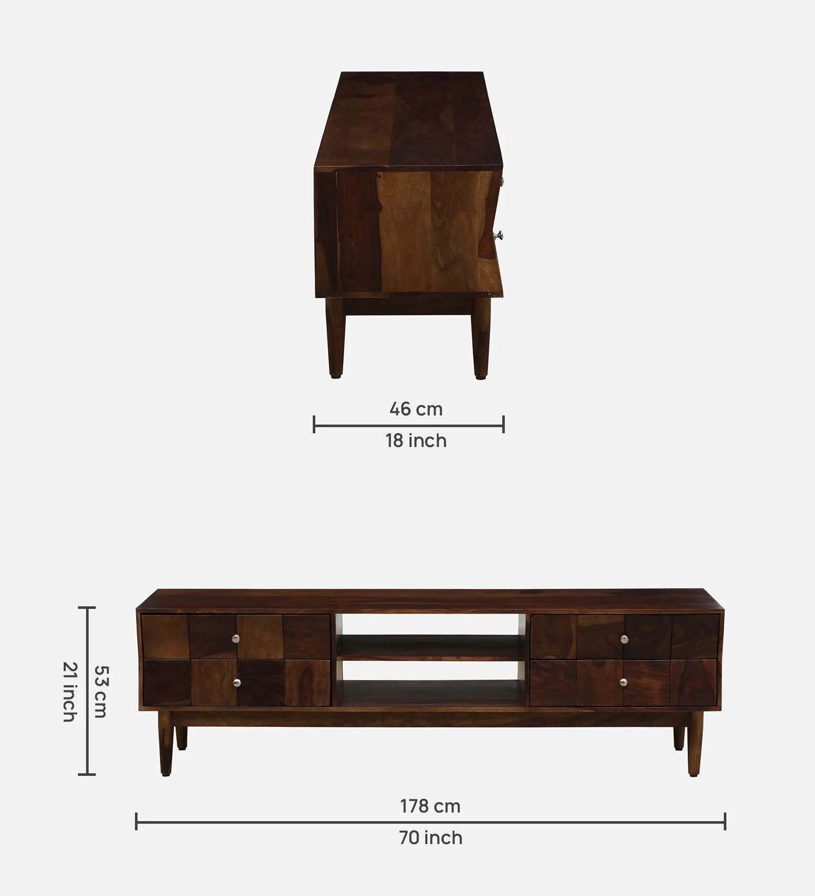 Troms Sheesham Wood TV Unit In Provincial Teak Finish