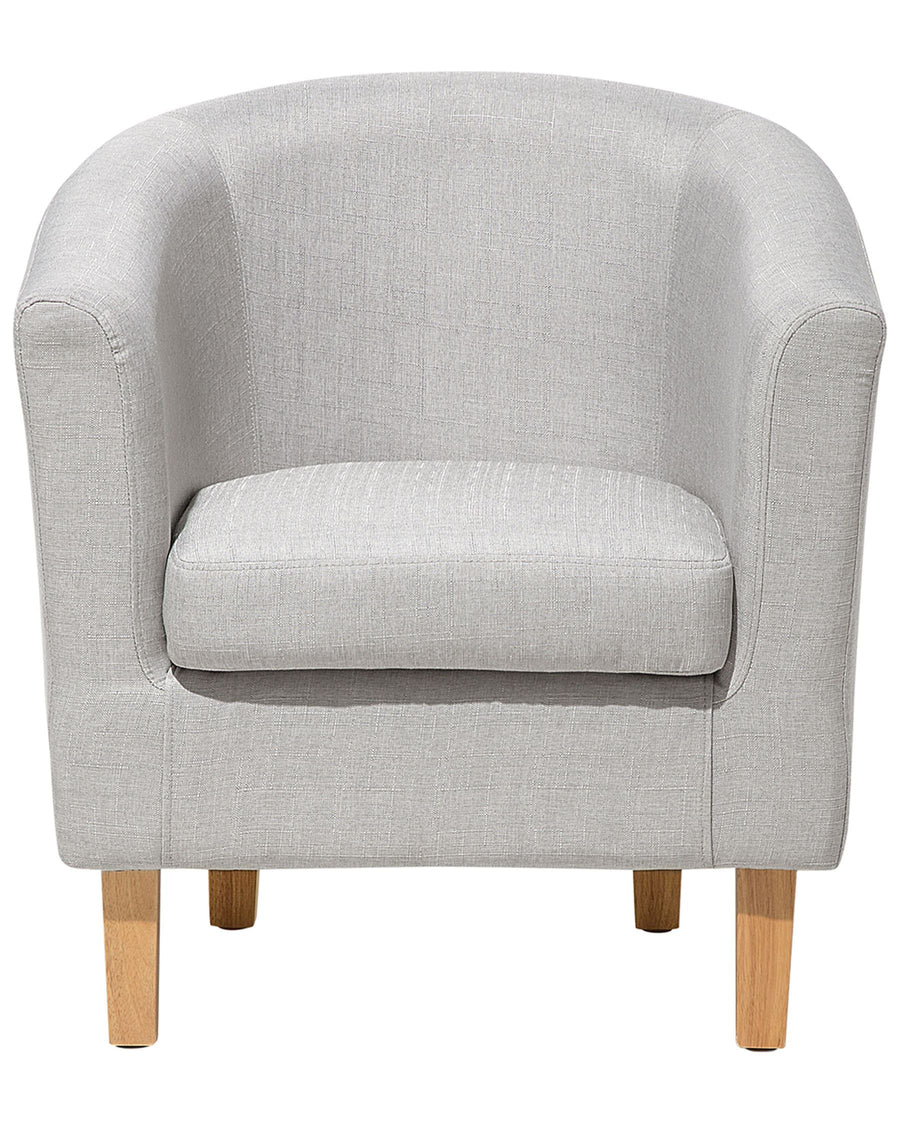 Horry Fabric Barrel Chair With Ottoman In Lit Grey Colour - Febonic Living