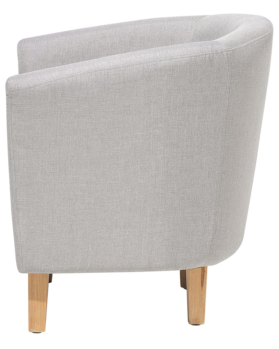 Horry Fabric Barrel Chair With Ottoman In Lit Grey Colour - Febonic Living