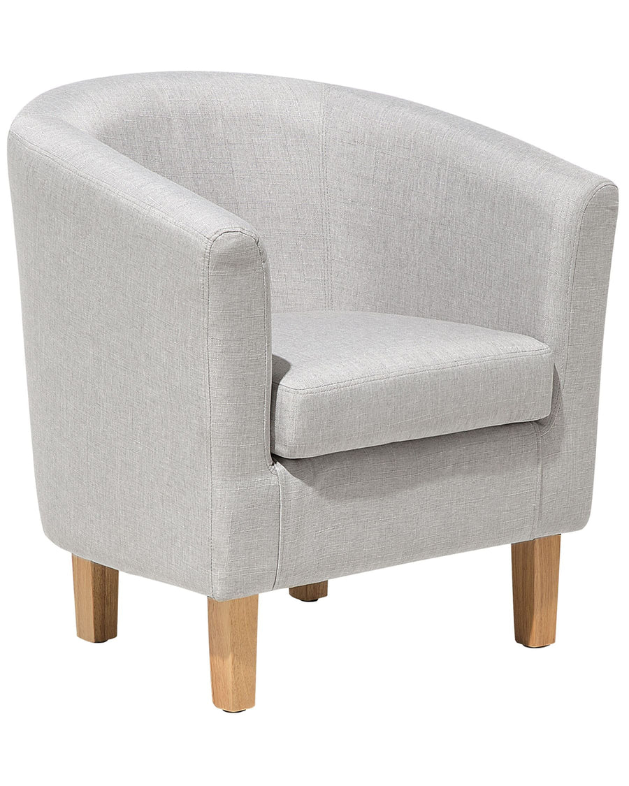 Horry Fabric Barrel Chair With Ottoman In Lit Grey Colour - Febonic Living
