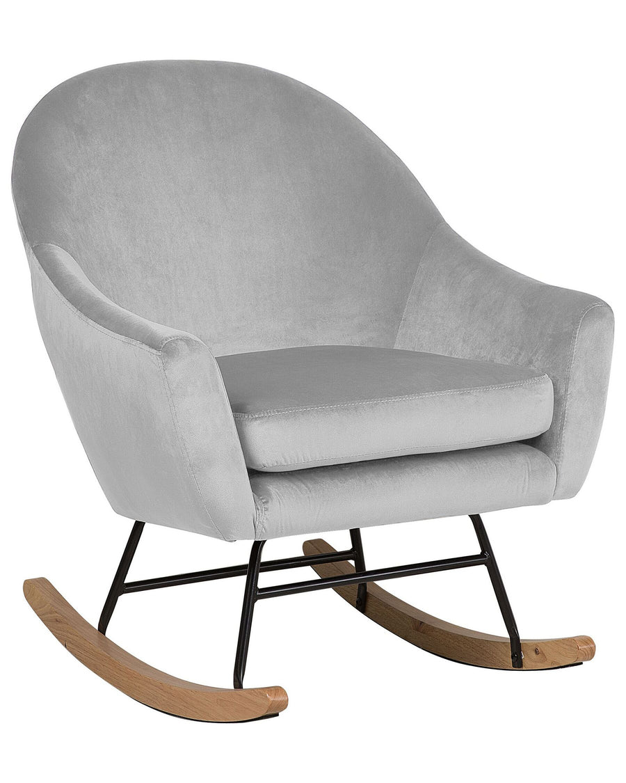 Xie Velvet Rocking Chair In Pubble Grey Colour - Febonic Living