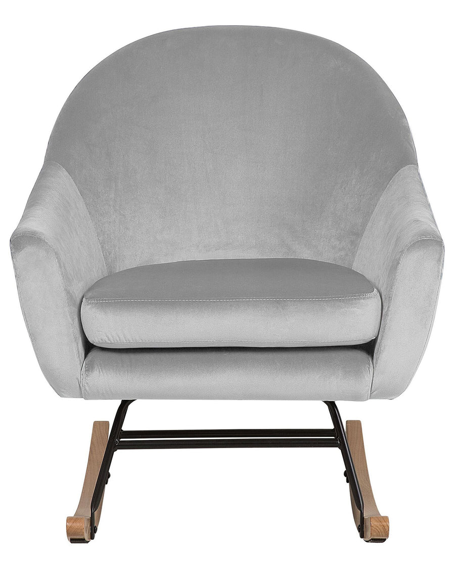 Xie Velvet Rocking Chair In Pubble Grey Colour - Febonic Living