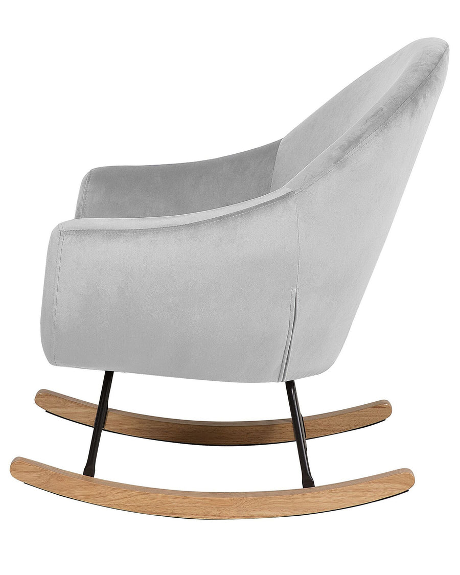 Xie Velvet Rocking Chair In Pubble Grey Colour - Febonic Living