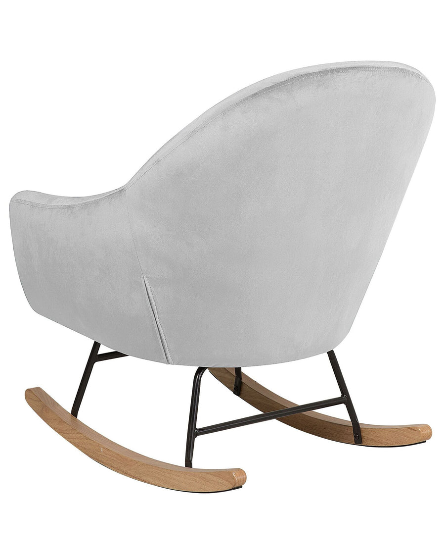 Xie Velvet Rocking Chair In Pubble Grey Colour - Febonic Living