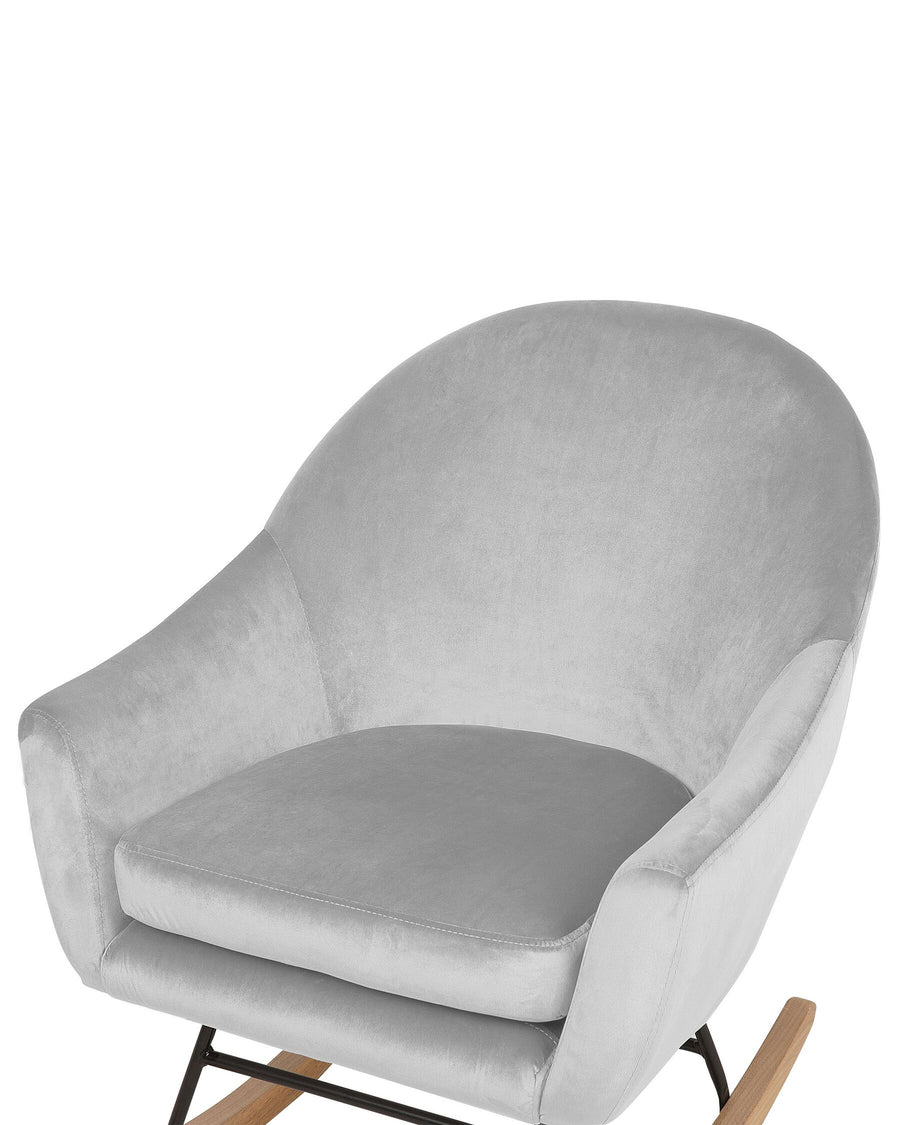 Xie Velvet Rocking Chair In Pubble Grey Colour - Febonic Living