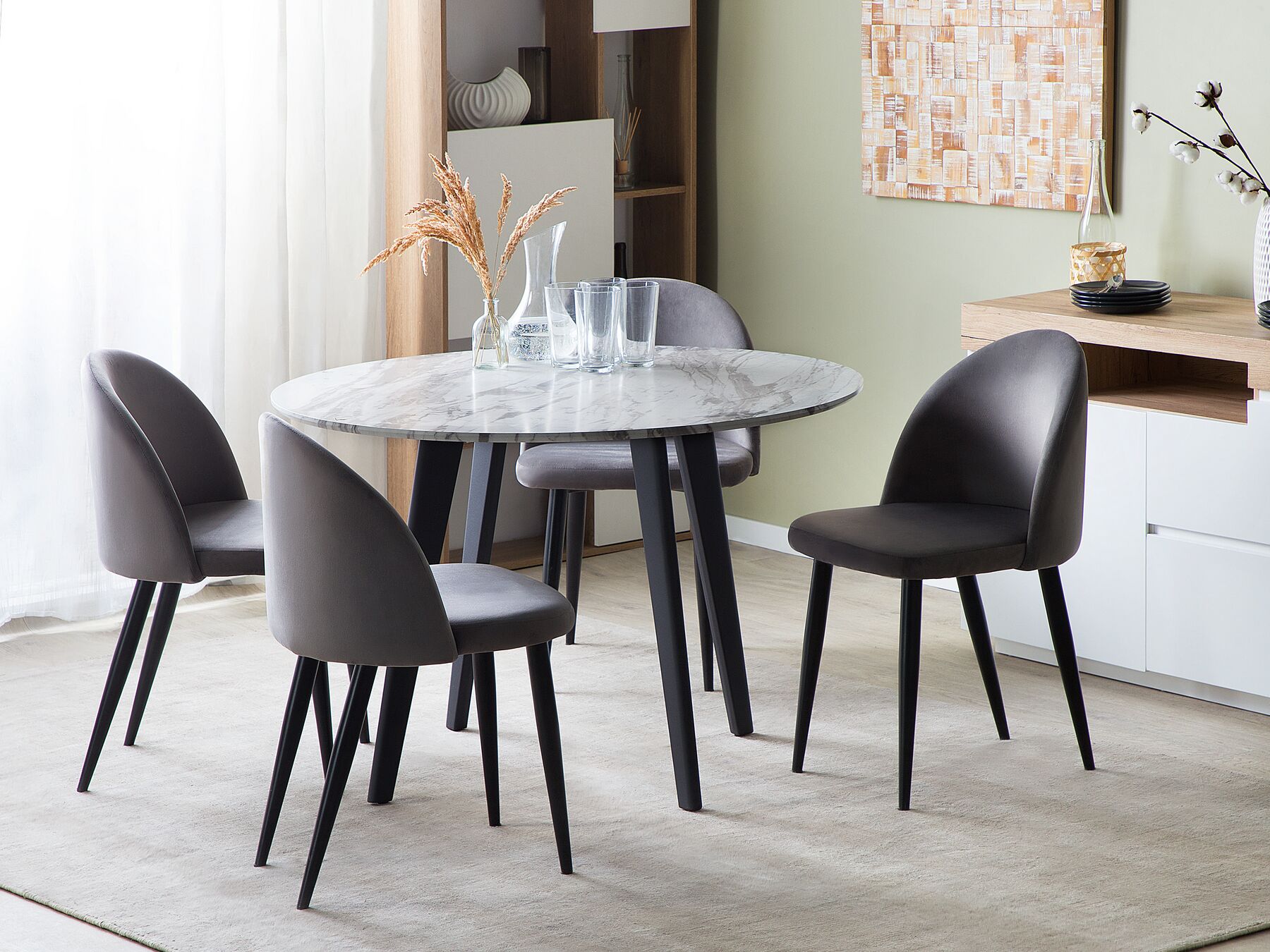 Mosby 2 Seater Round Dining Table In Marble Finish