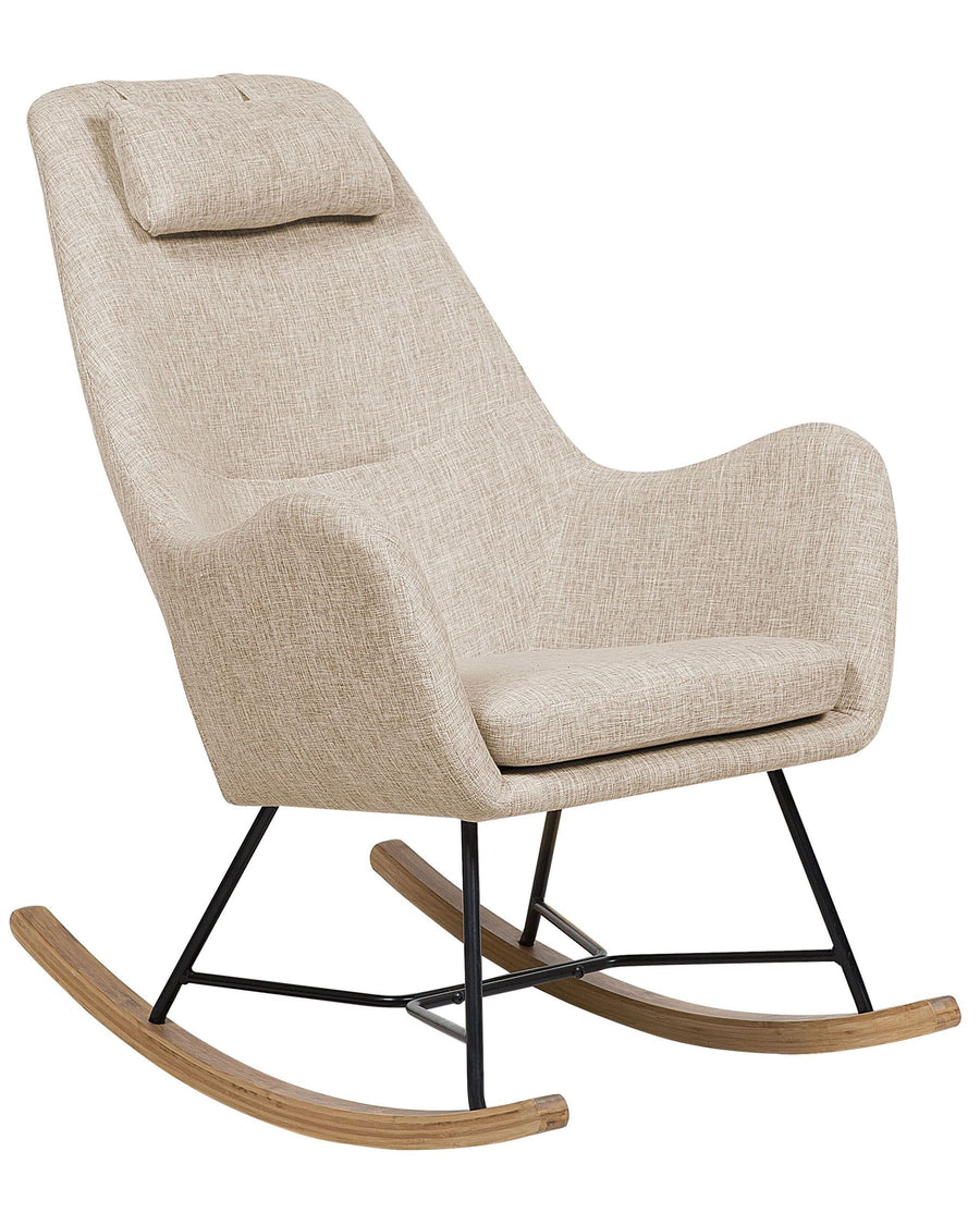 Arrie Omega Fabric Rocking Chair In Olive Beige Colour - Febonic Living