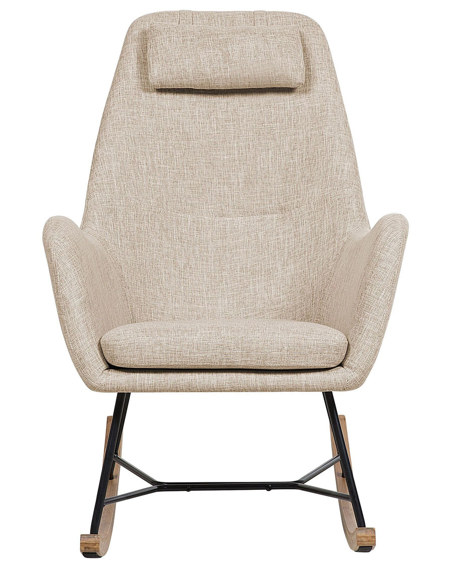 Arrie Omega Fabric Rocking Chair In Olive Beige Colour - Febonic Living