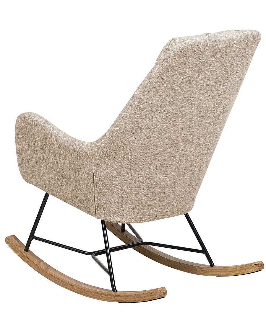 Arrie Omega Fabric Rocking Chair In Olive Beige Colour - Febonic Living