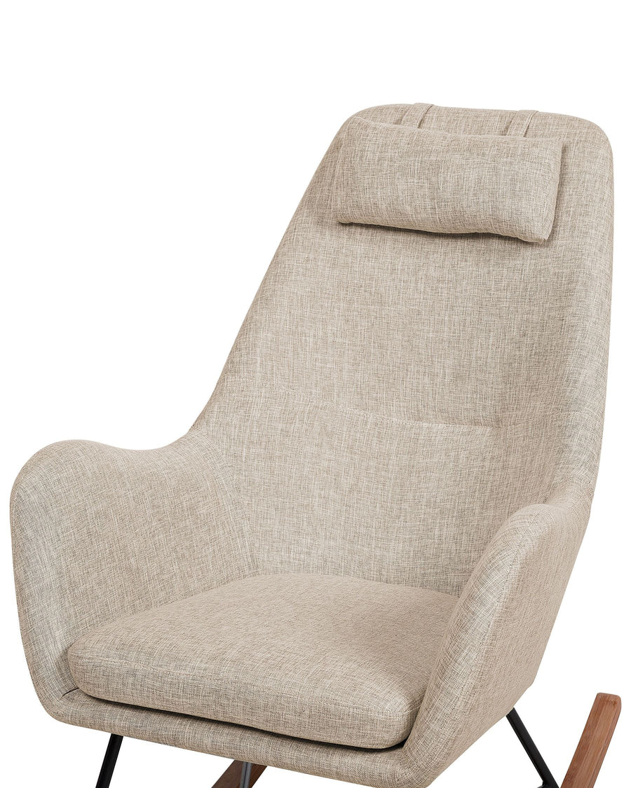 Arrie Omega Fabric Rocking Chair In Olive Beige Colour - Febonic Living