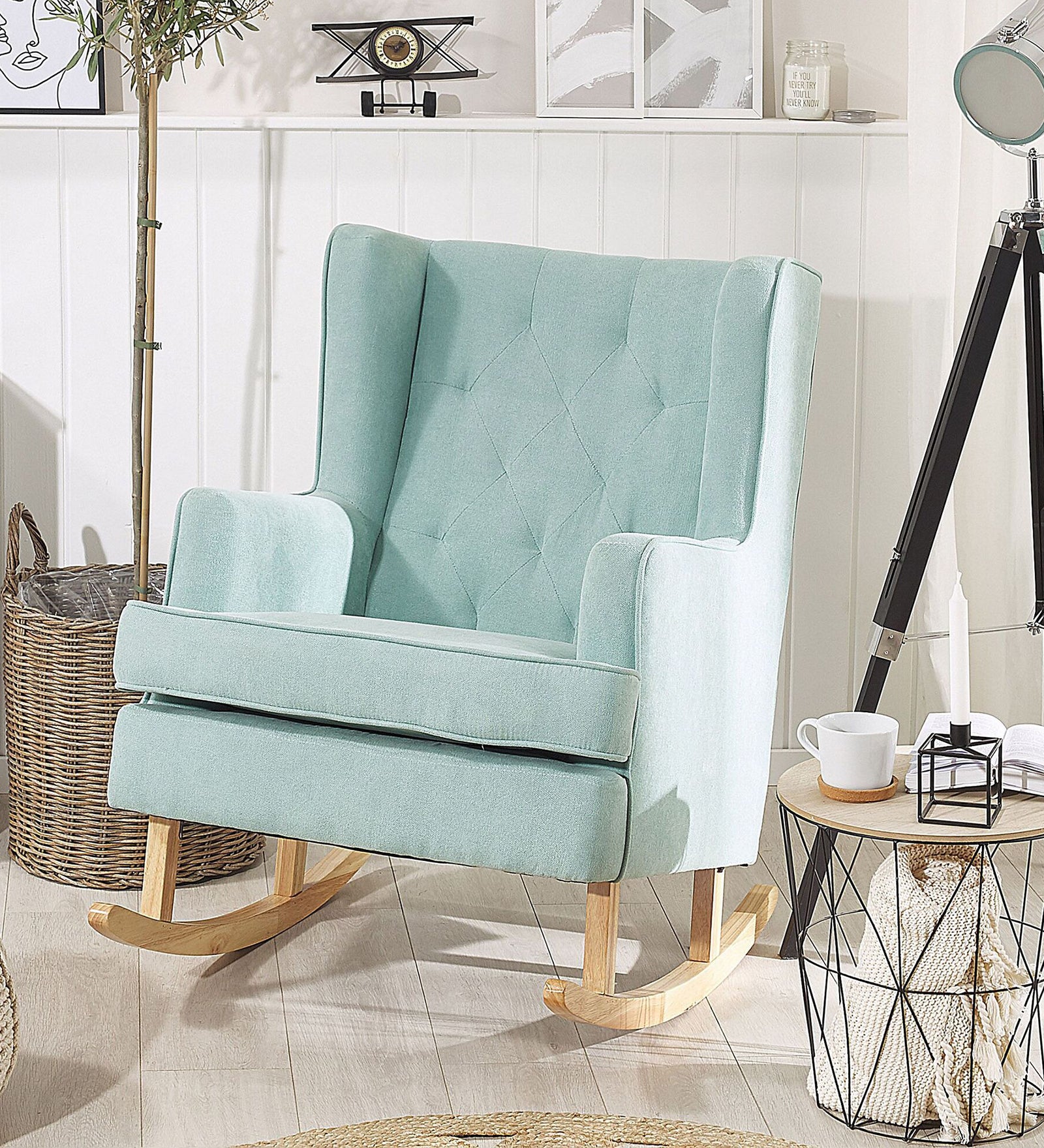 Trook Fabric Rocking Chair in Blue Colour