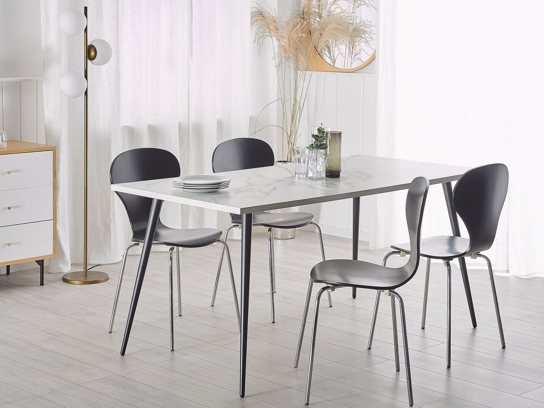 Santiago 4 Seater Dining Table In Marble Finish