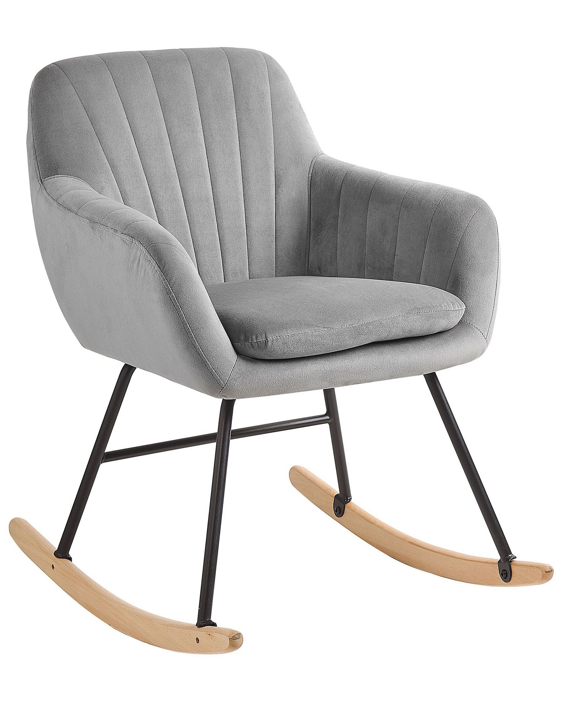 Arum Velvet Rocking Chair in Pubble Grey Colour