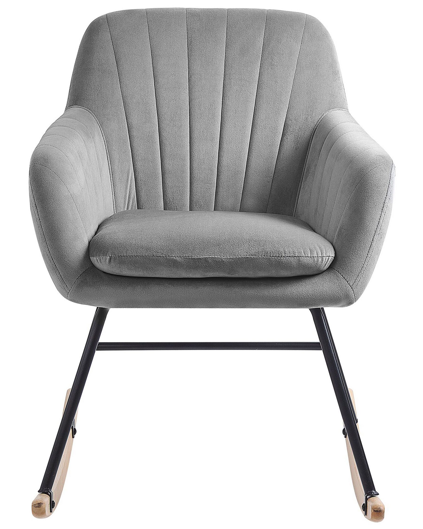 Arum Velvet Rocking Chair in Pubble Grey Colour - Febonic Living