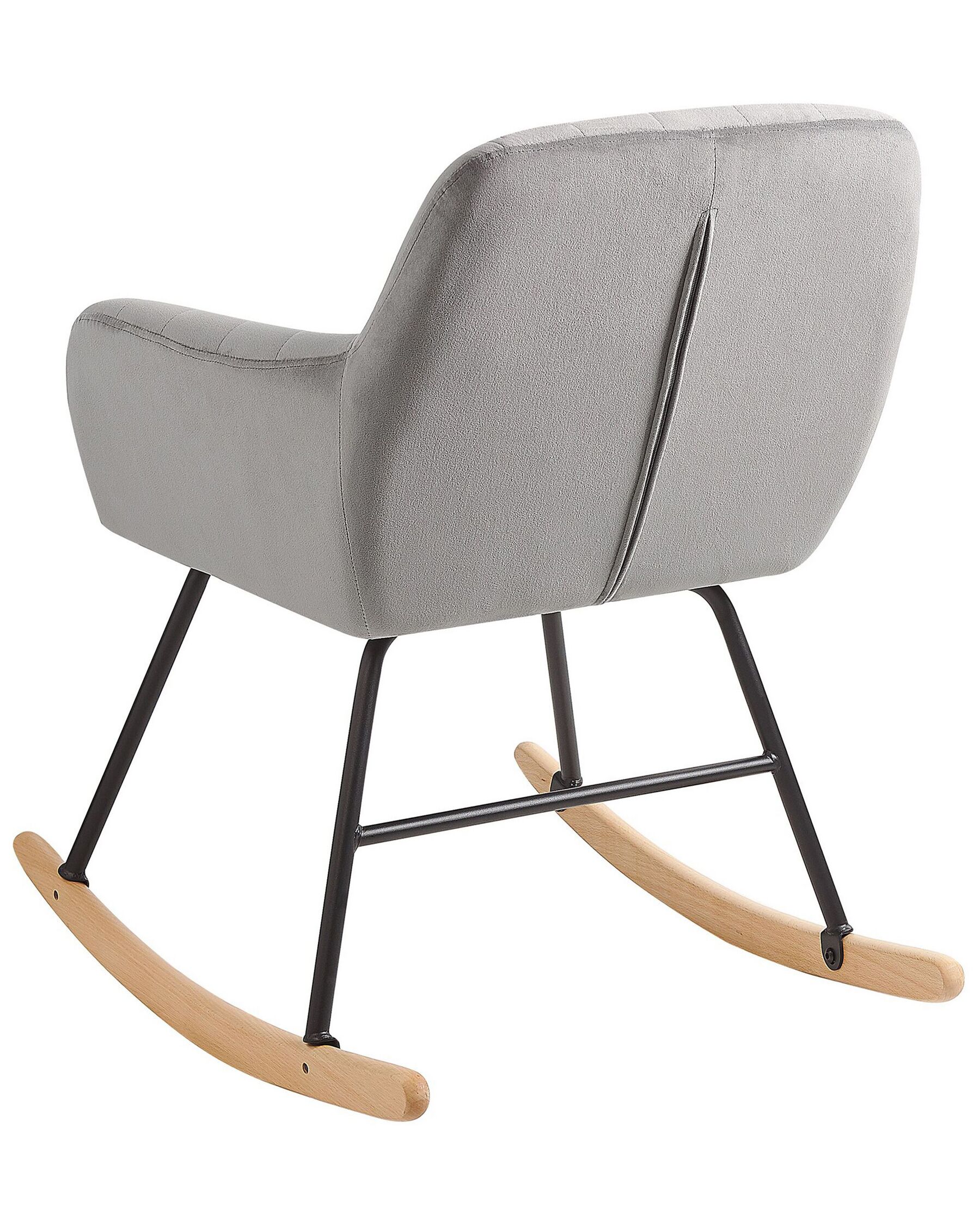 Arum Velvet Rocking Chair in Pubble Grey Colour - Febonic Living
