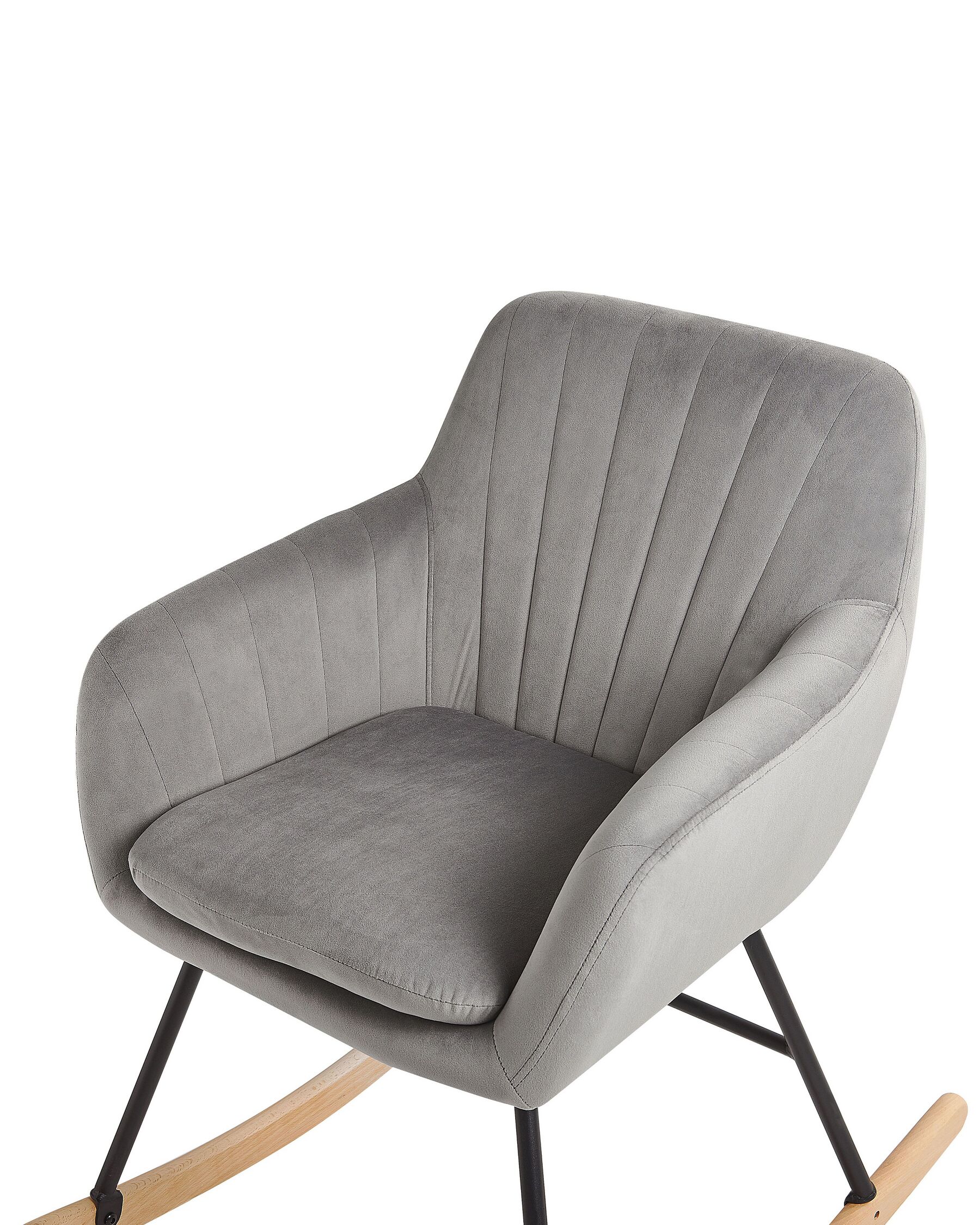 Arum Velvet Rocking Chair in Pubble Grey Colour - Febonic Living