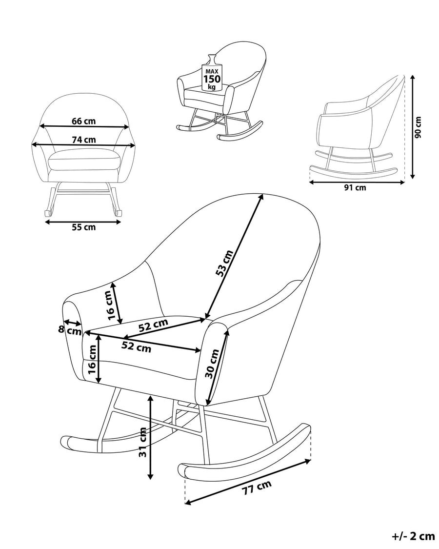 Xie Velvet Rocking Chair In Pubble Grey Colour - Febonic Living