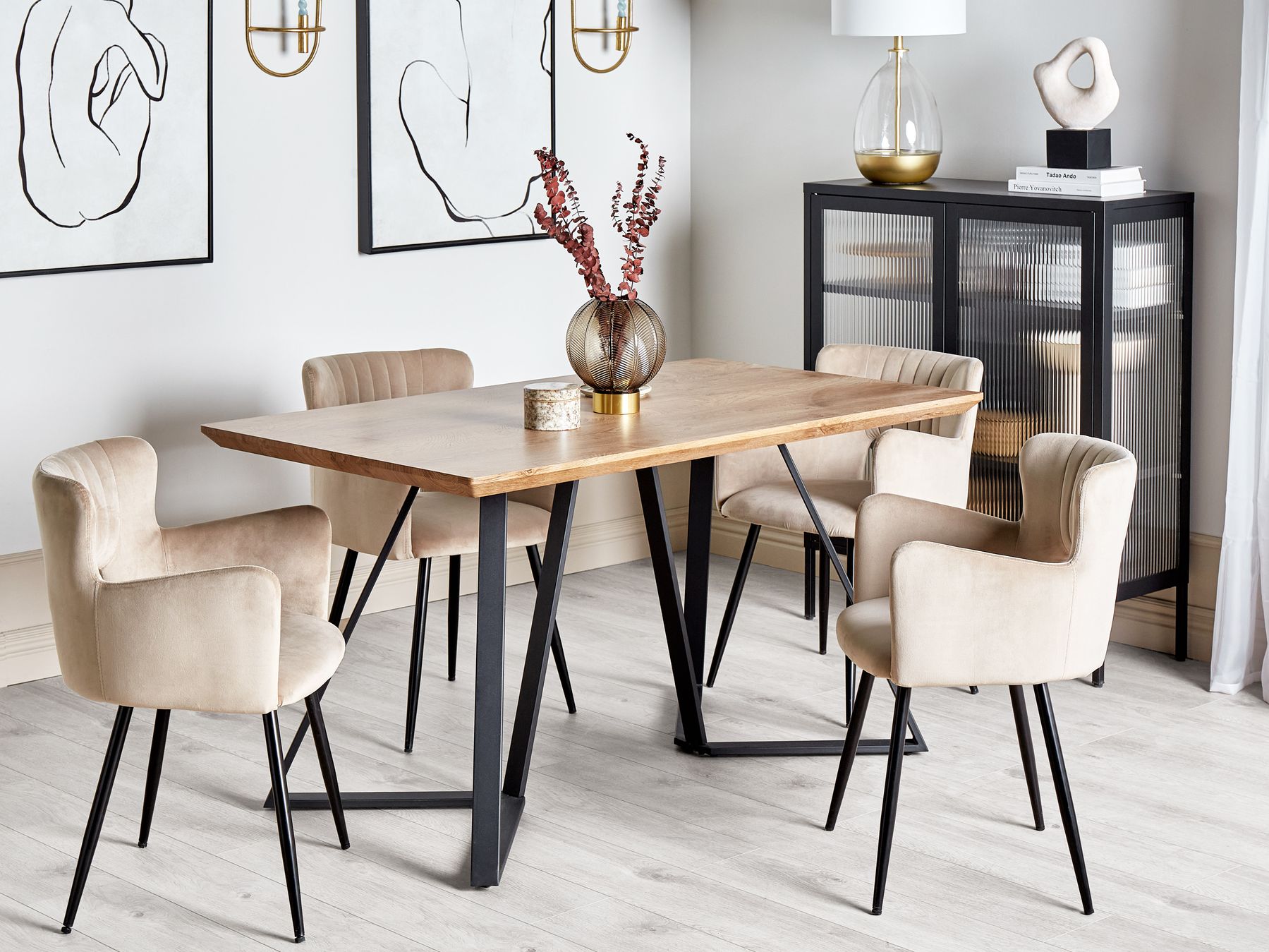 Upton 4 Seater Dining Table In Oral Wallnut Colour