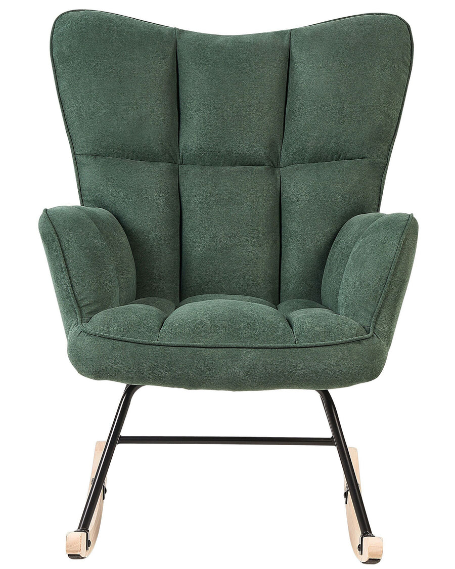 Oulo Fabric Rocking Chair In Green Colour - Febonic Living