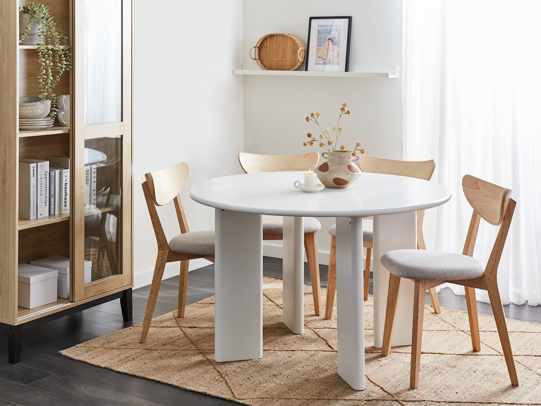 Cosmo 2 Seater Round Dining Table In Frosty White Finish