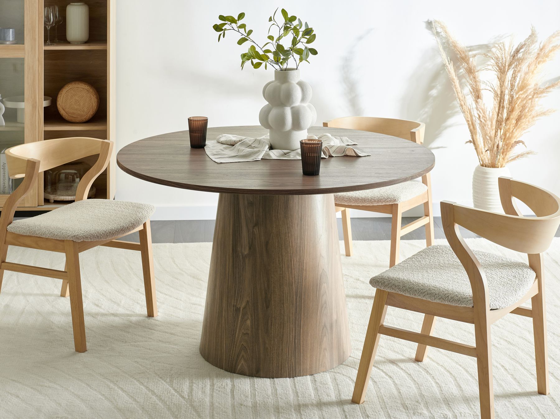 Oyen 2 Seater Round Dining Table In Oral Wallnut Finish