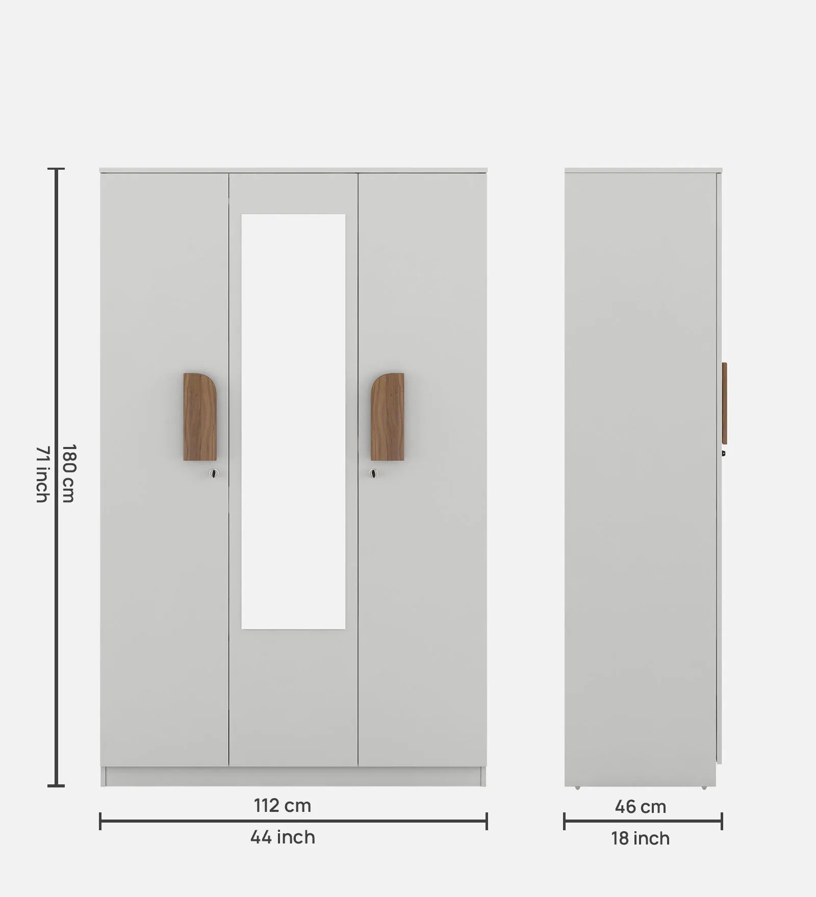 Utsav 3 Door Wardrobe in Frosty White Finish With Mirror