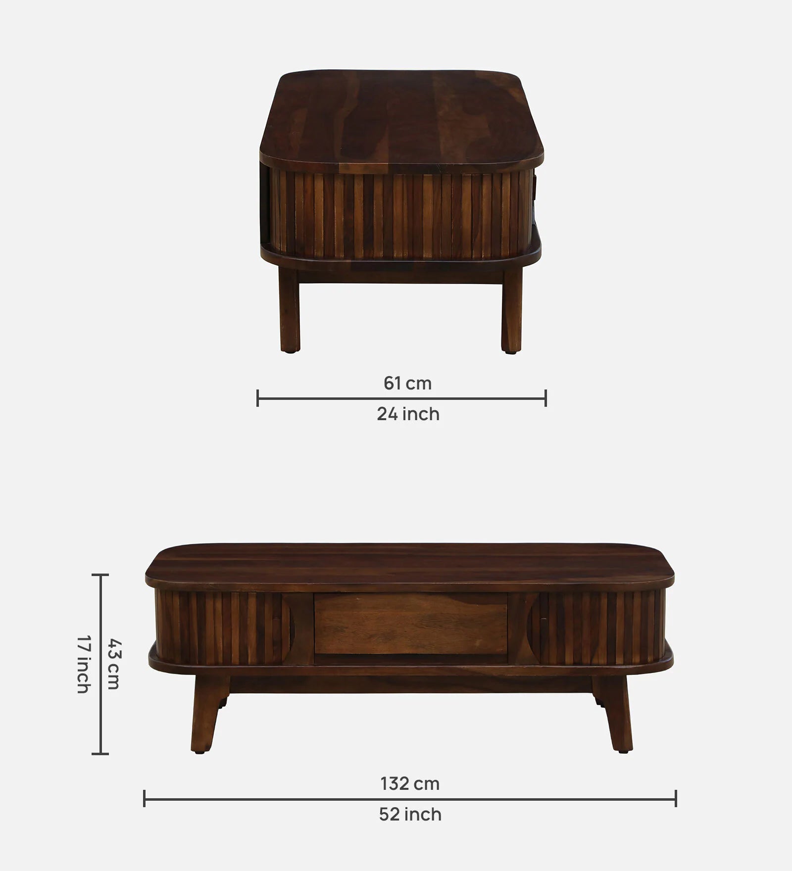 Hania Sheesham Wood Shutter Coffee Table In Provincial Teak Finish - Febonic Living
