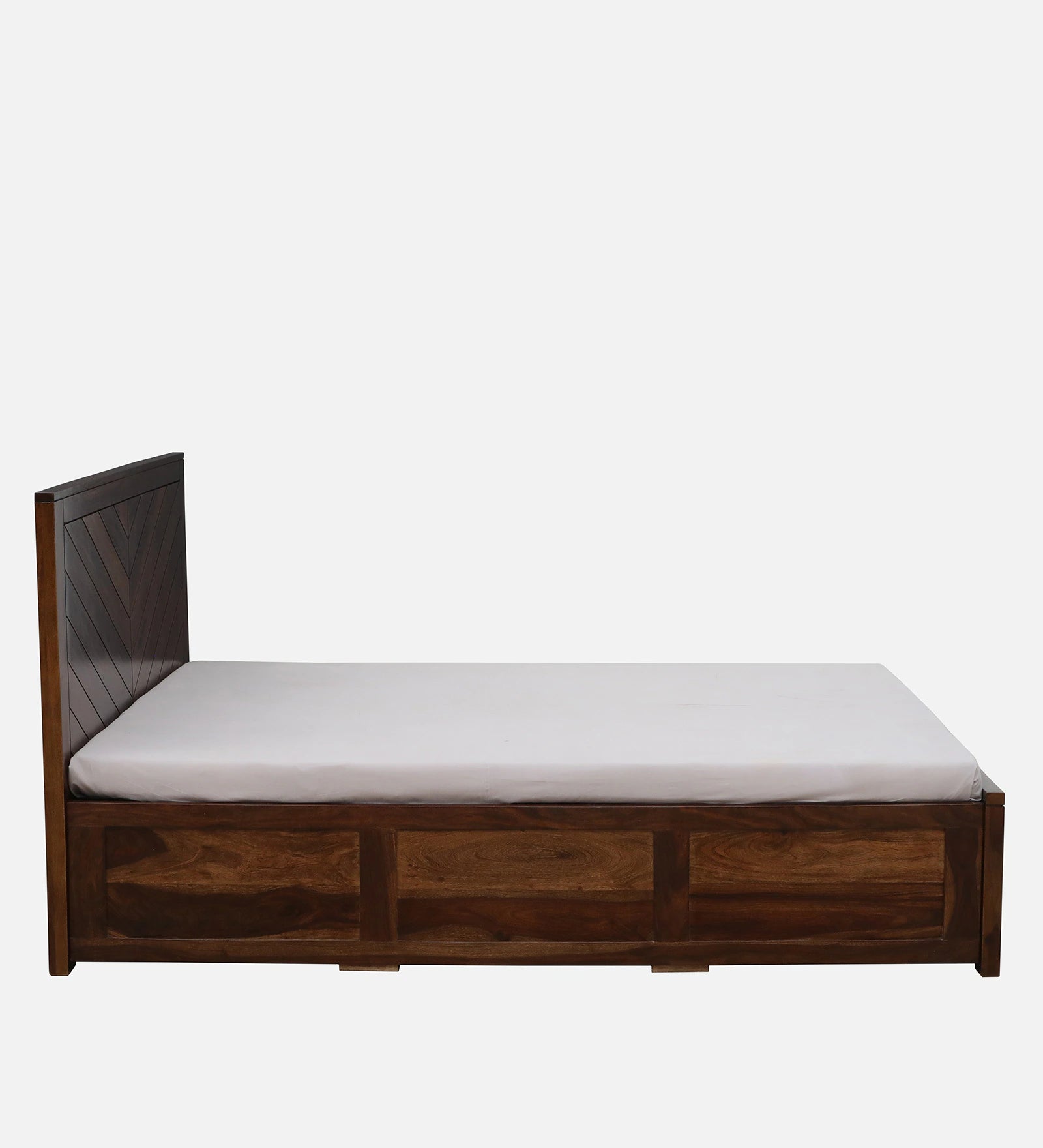 Astra Sheesham Wood Queen Size Bed In Scratch Resistant Provincial Teak Finish With Hydraulic Storage - Febonic Living