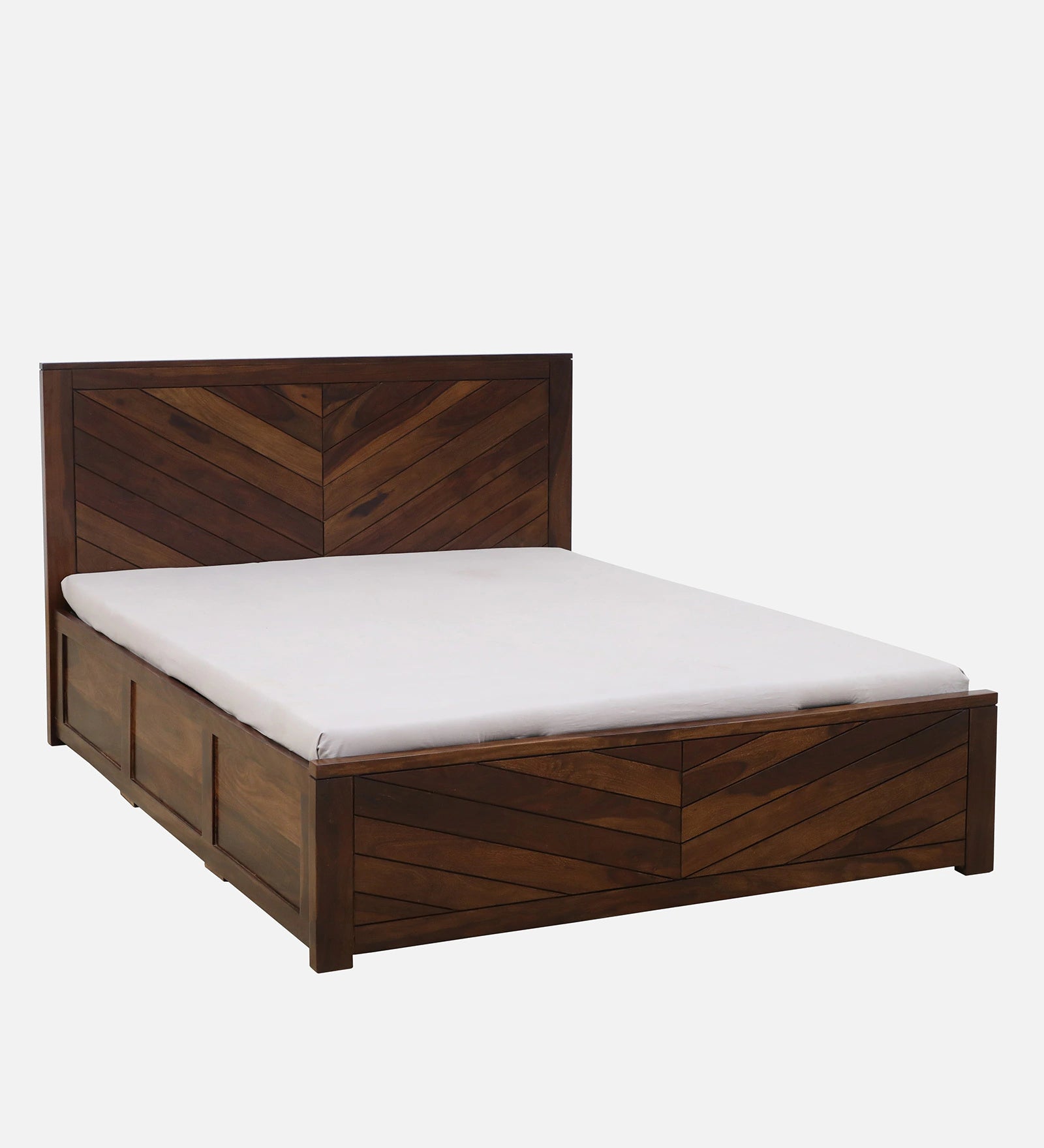 Astra Sheesham Wood Queen Size Bed In Scratch Resistant Provincial Teak Finish With Hydraulic Storage - Febonic Living
