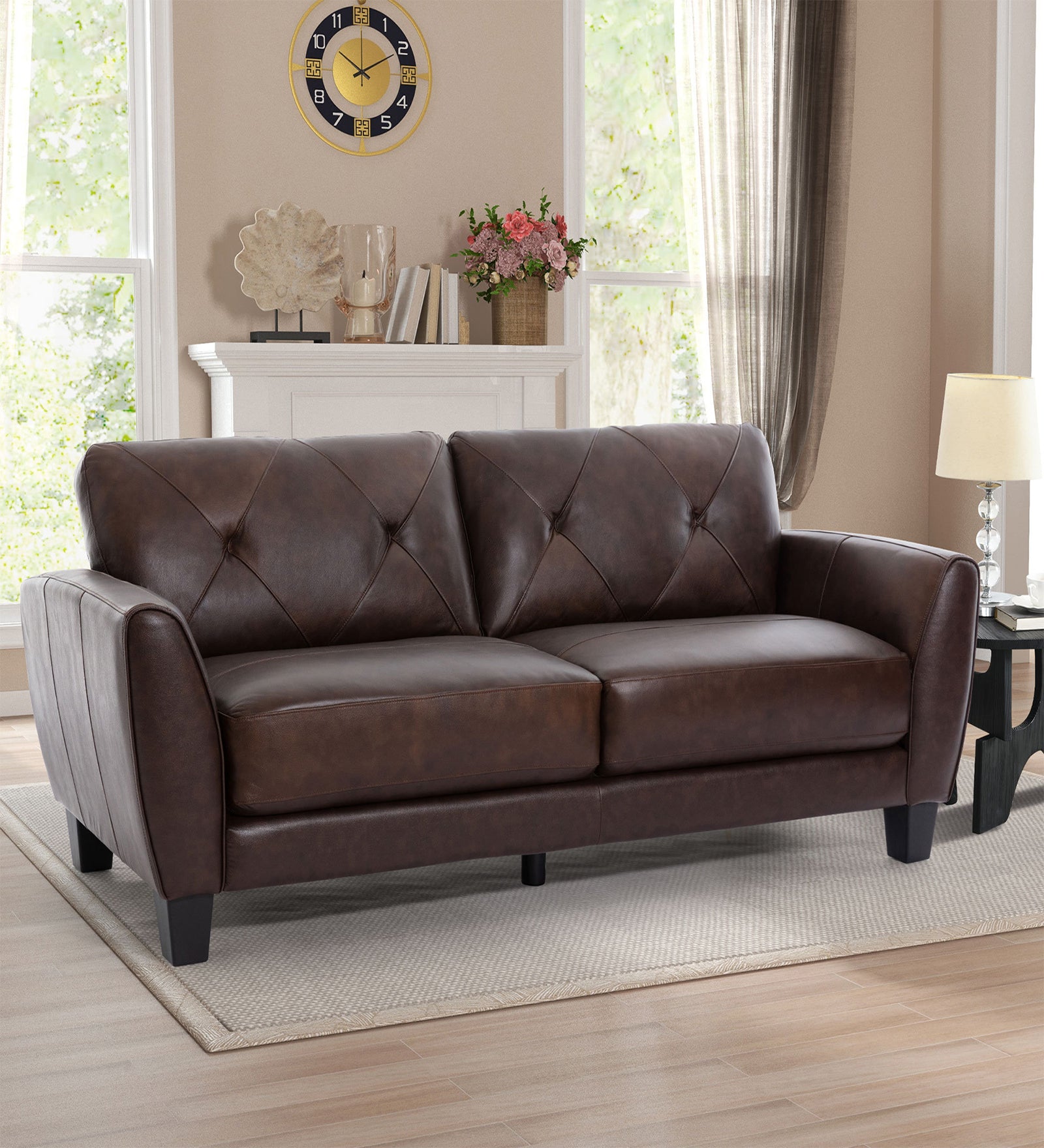 Humpy Leatherette 3 Seater Sofa In Mocha Brown Colour