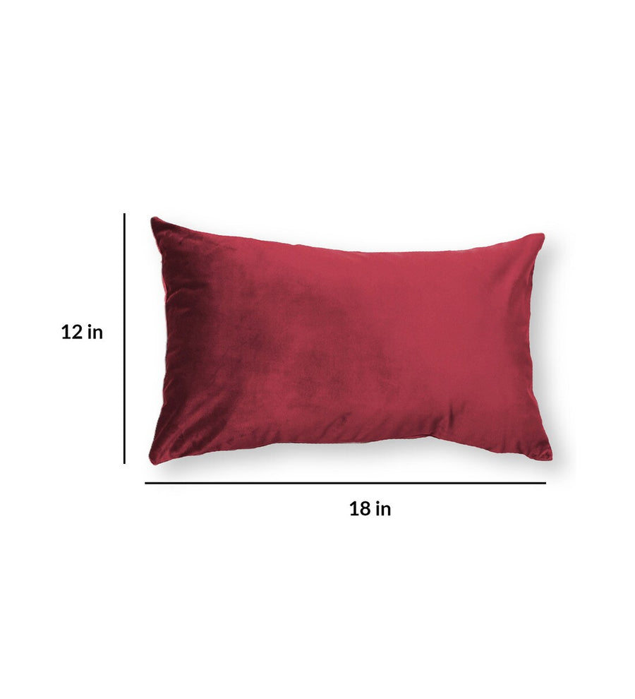 Mille Velvet 18X12 Inches Cushion Covers Pack Of 2 In Cherry Red Colour - Febonic Living