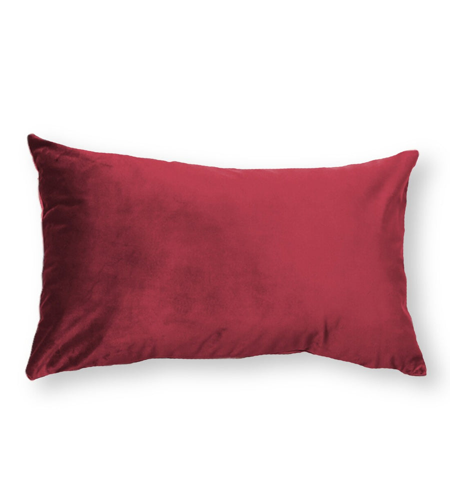 Mille Velvet 18X12 Inches Cushion Covers Pack Of 2 In Cherry Red Colour - Febonic Living
