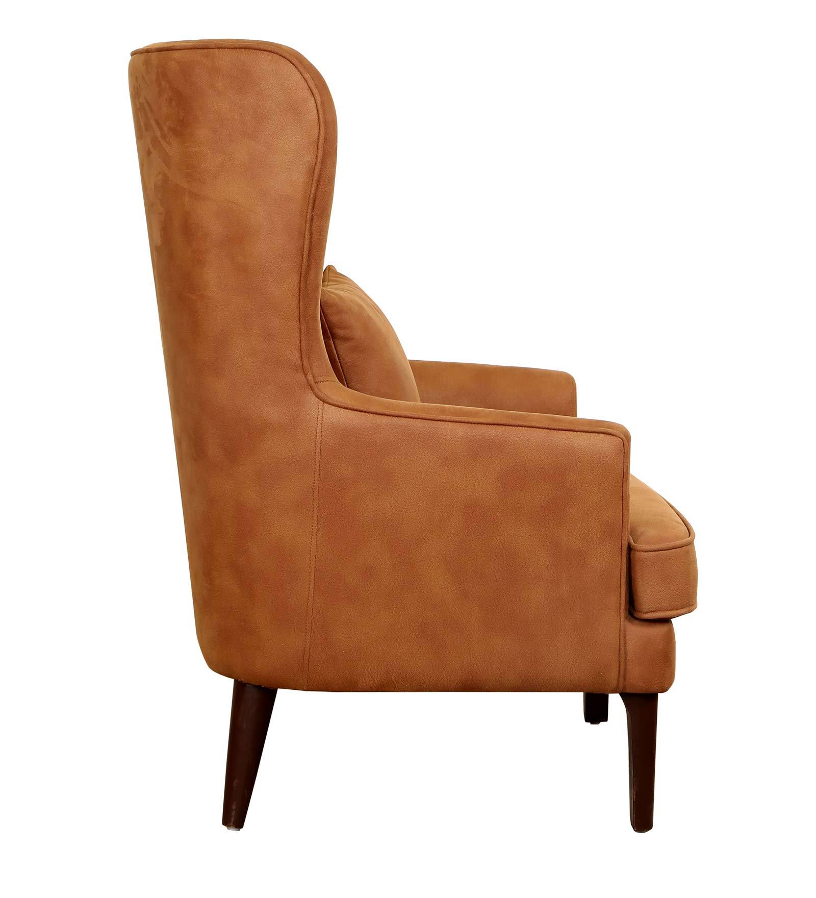 Swana Leatherette Wing Chair in Brown Colour