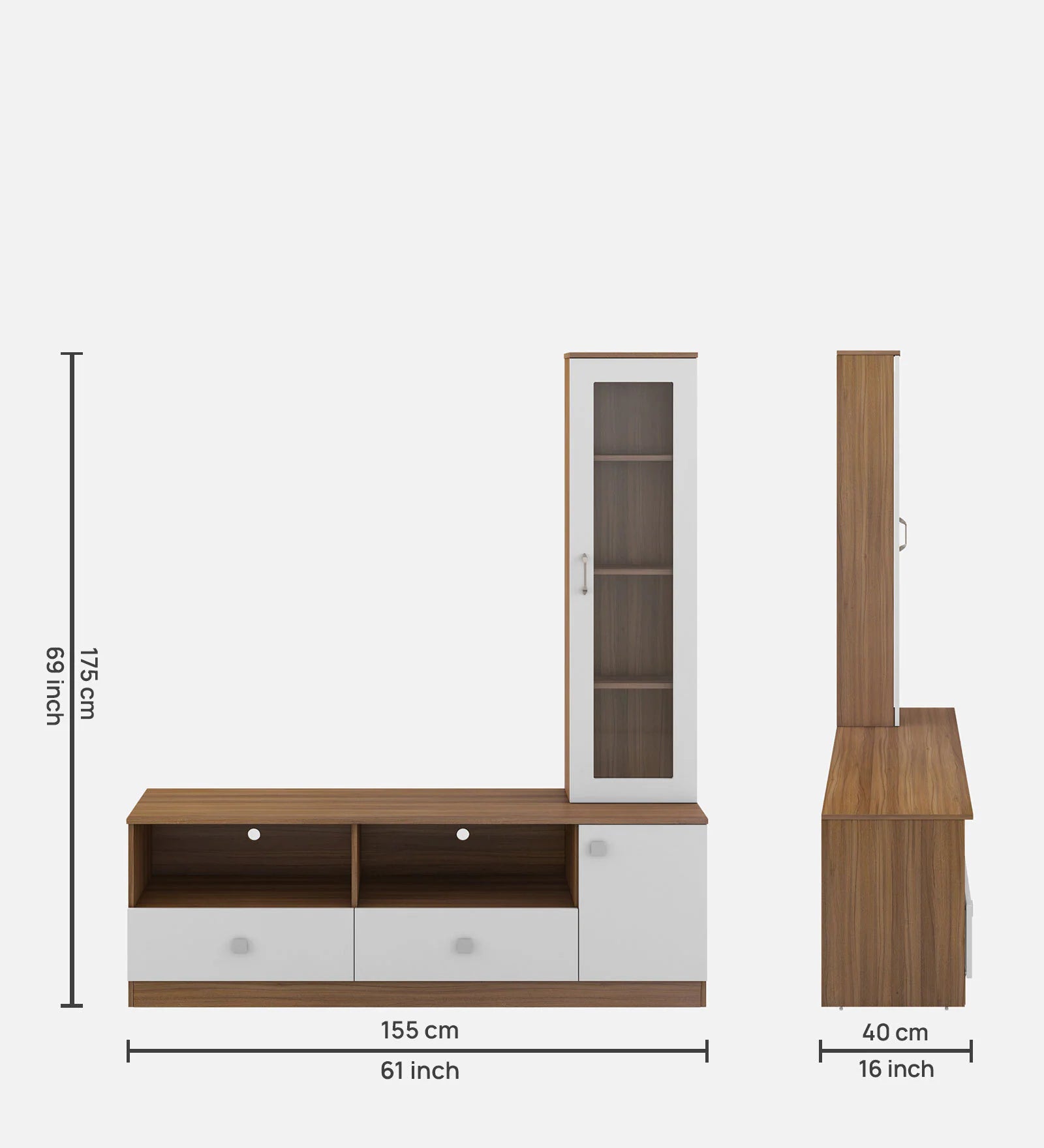 Wino Tv Unit in Frosty White and Oral Wallnut Finish