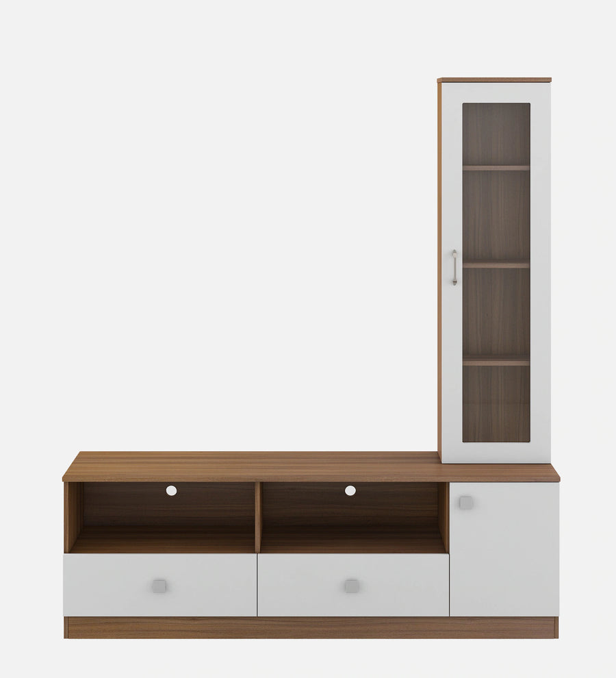 Aizol TV Unit In Frosty White and Oral Walnut Finish - Febonic Living